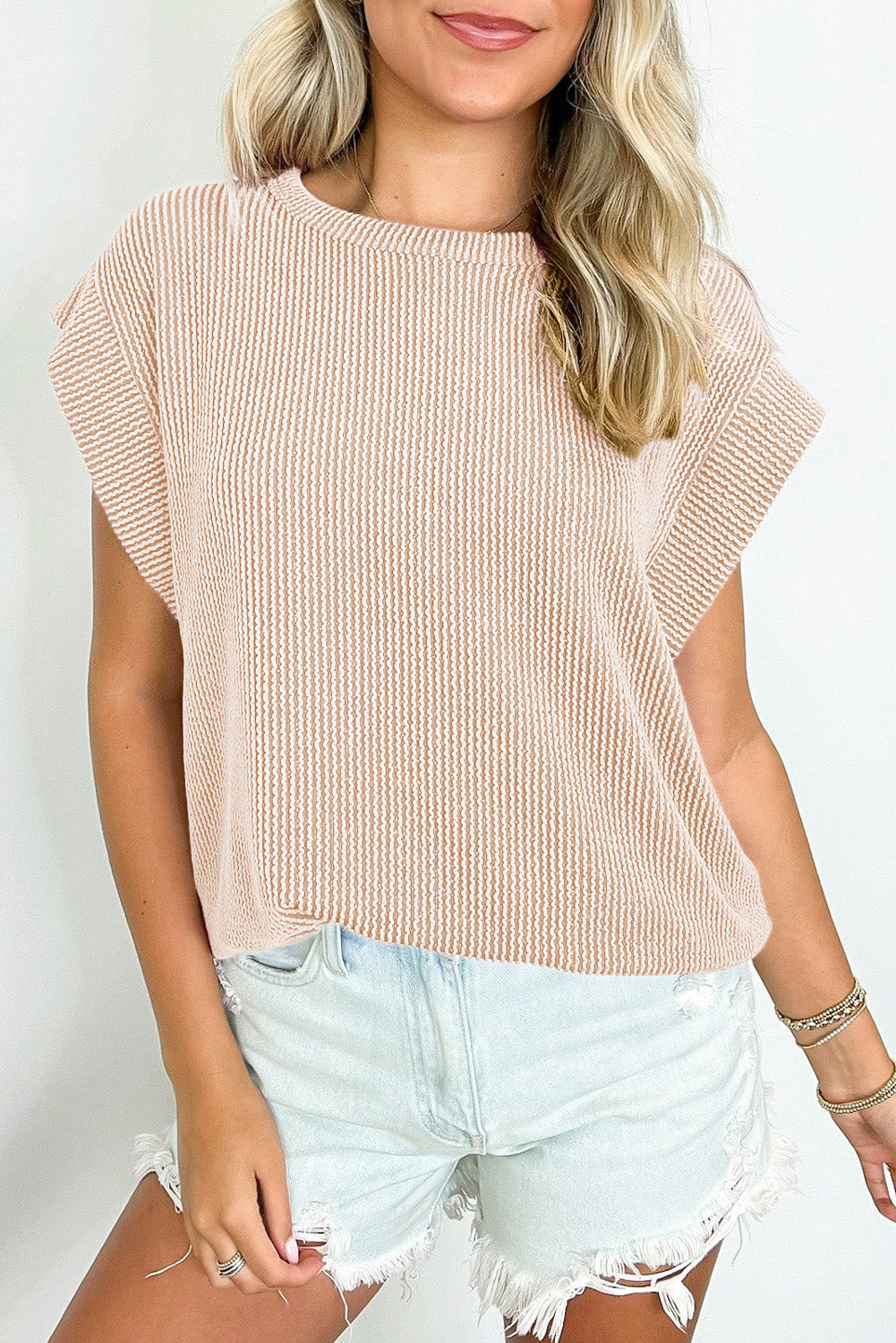 Canton Twisted Ribbed Textured Plain T Shirt