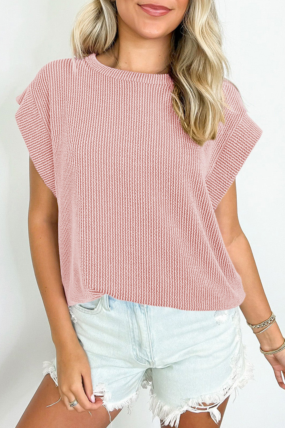 Canton Twisted Ribbed Textured Plain T Shirt