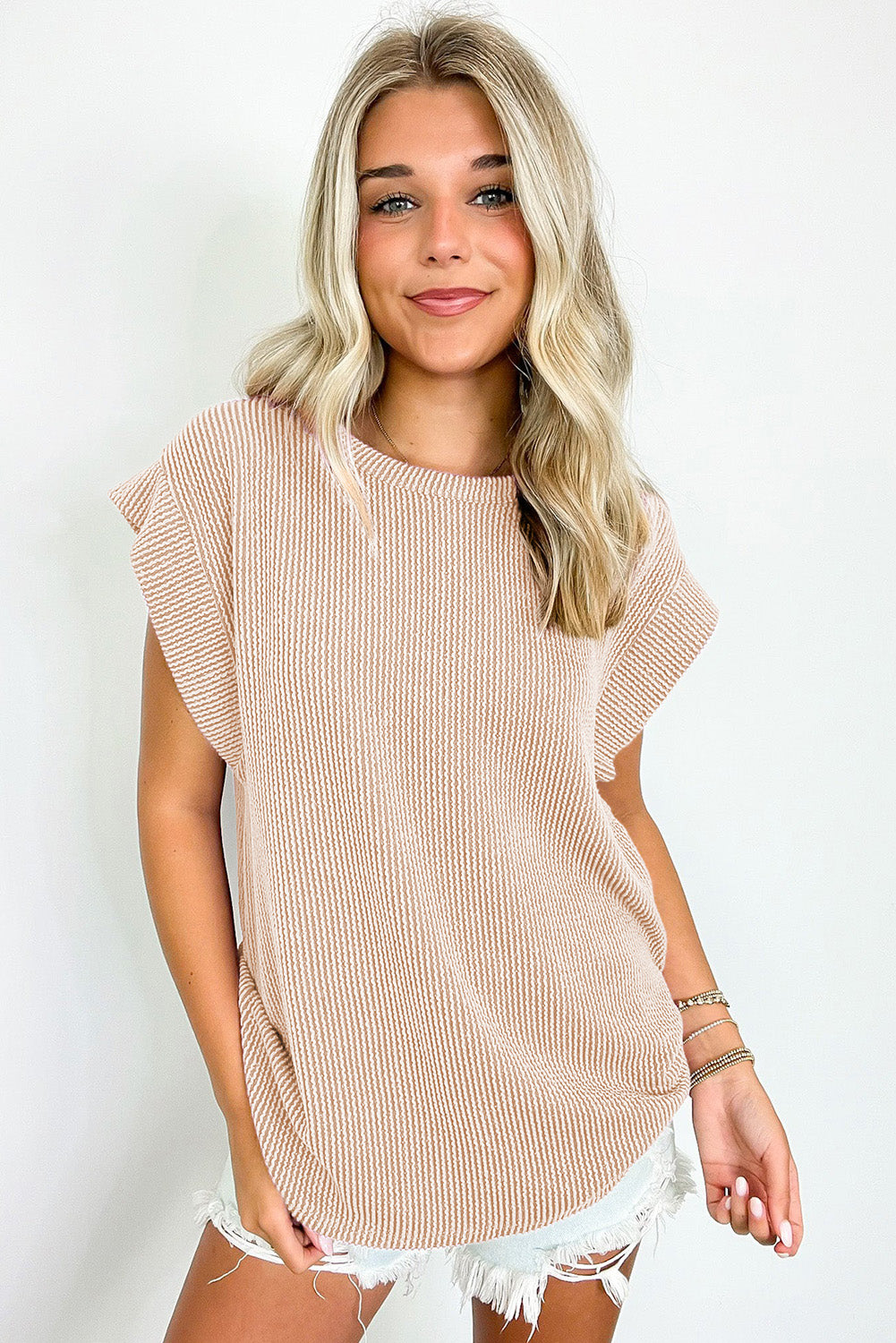 Canton Twisted Ribbed Textured Plain T Shirt