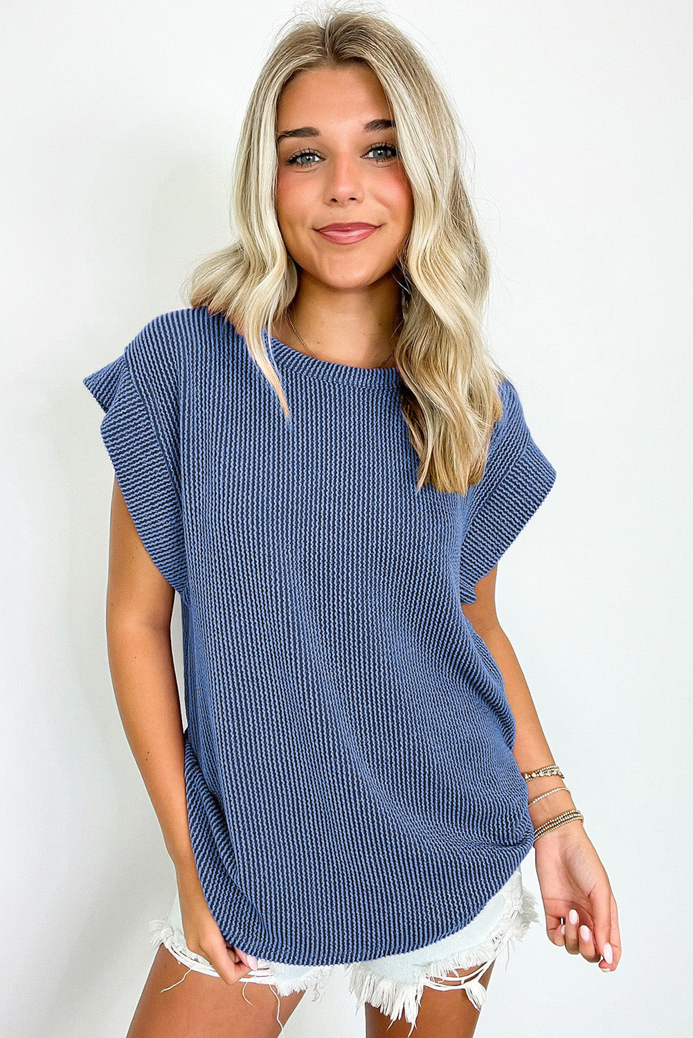 Canton Twisted Ribbed Textured Plain T Shirt