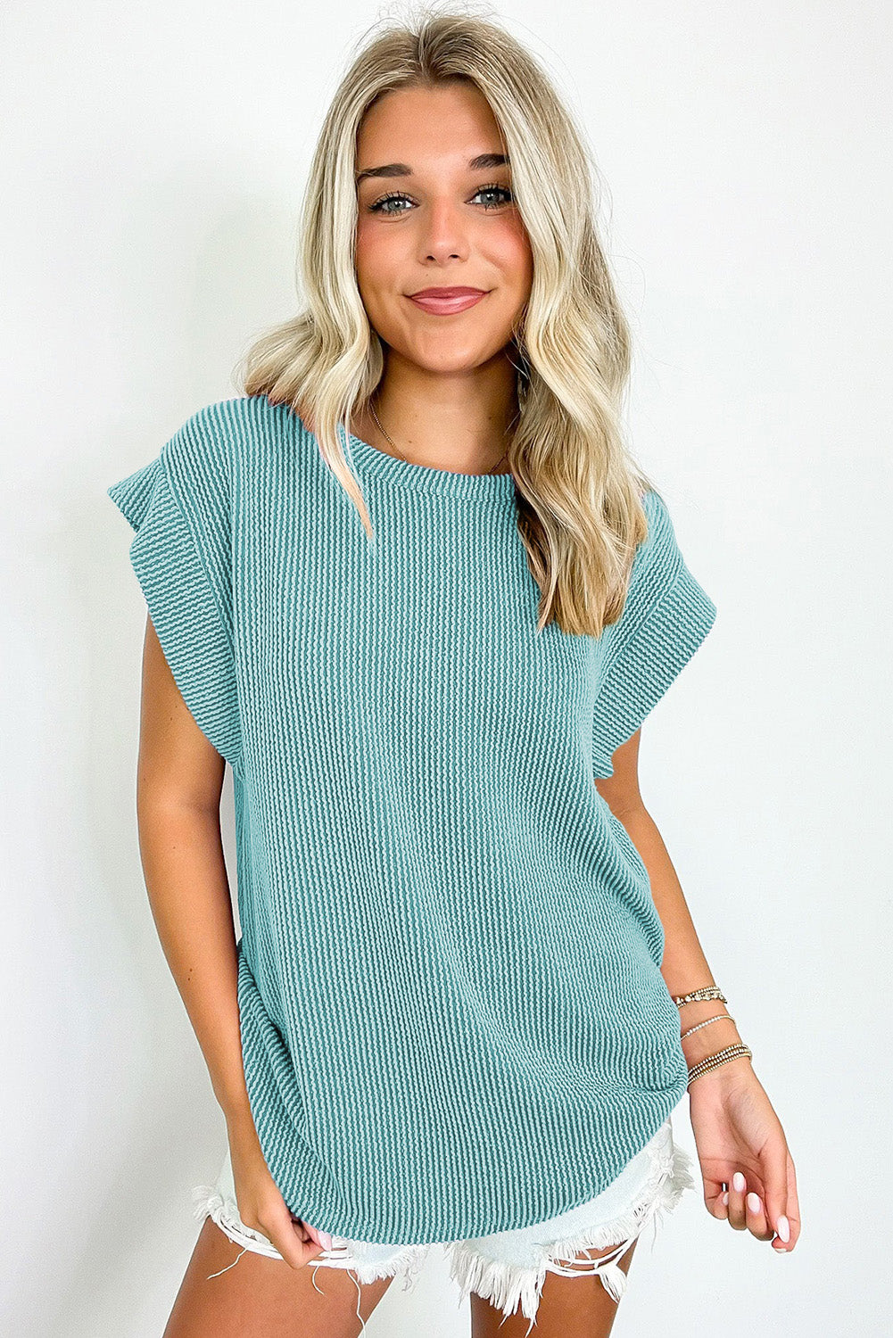 Canton Twisted Ribbed Textured Plain T Shirt