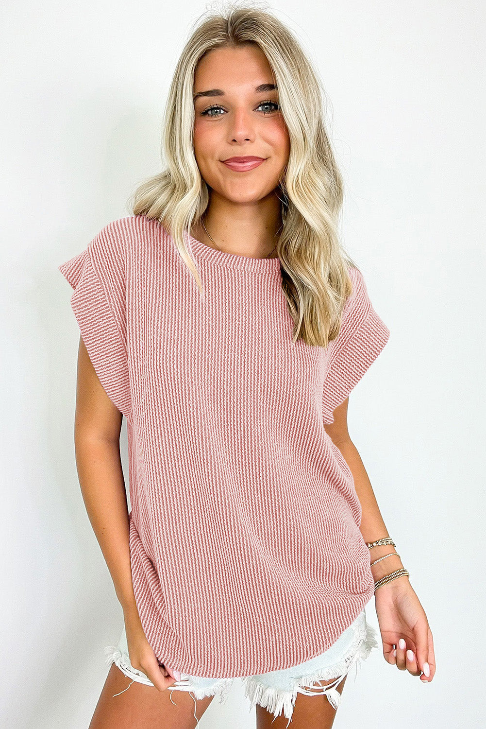 Canton Twisted Ribbed Textured Plain T Shirt