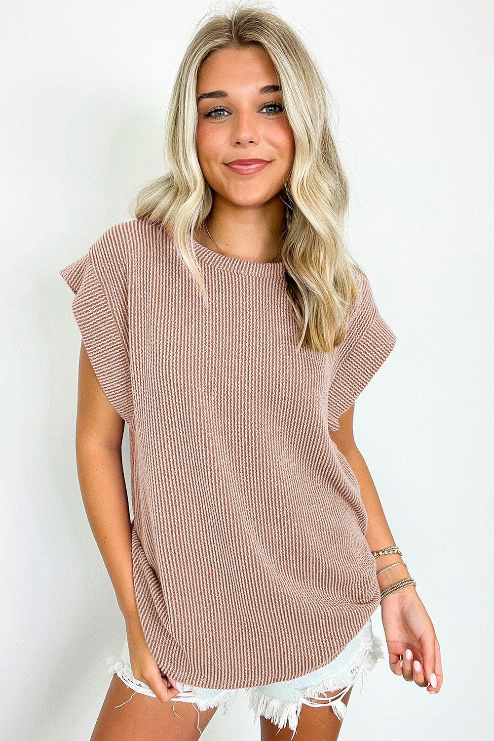 Canton Twisted Ribbed Textured Plain T Shirt