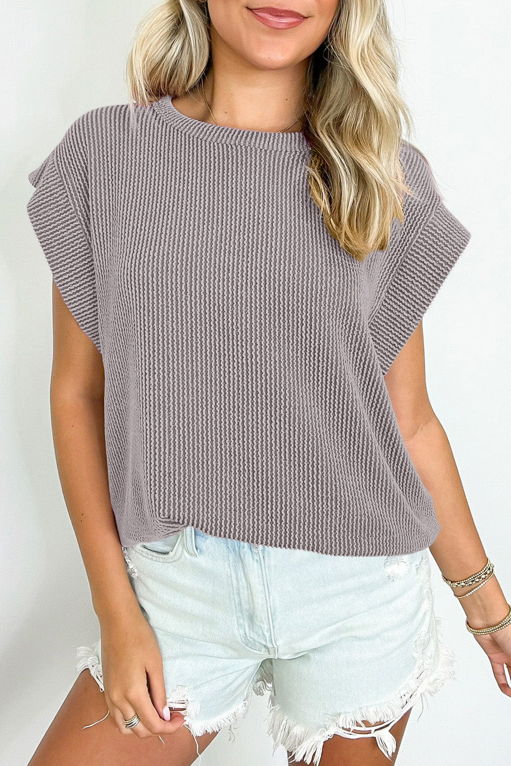 Canton Twisted Ribbed Textured Plain T Shirt