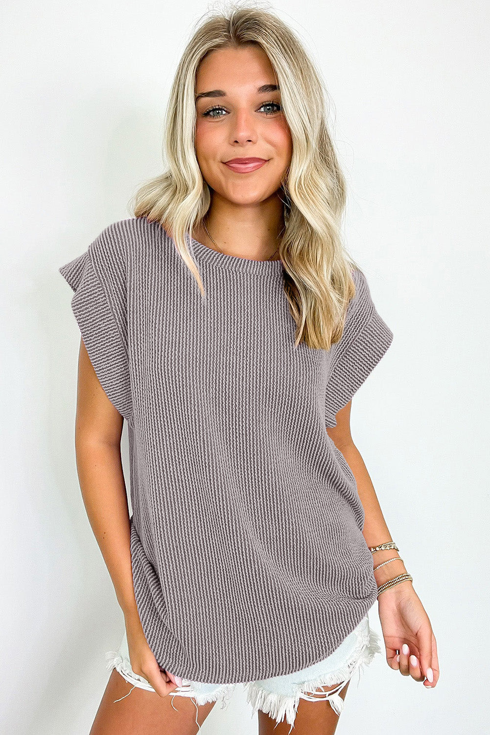 Canton Twisted Ribbed Textured Plain T Shirt