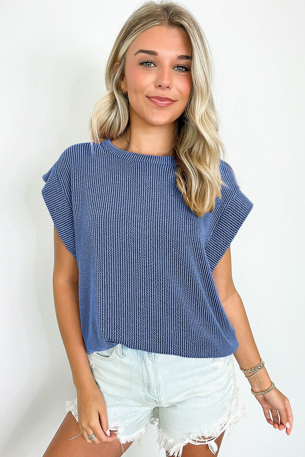 Canton Twisted Ribbed Textured Plain T Shirt