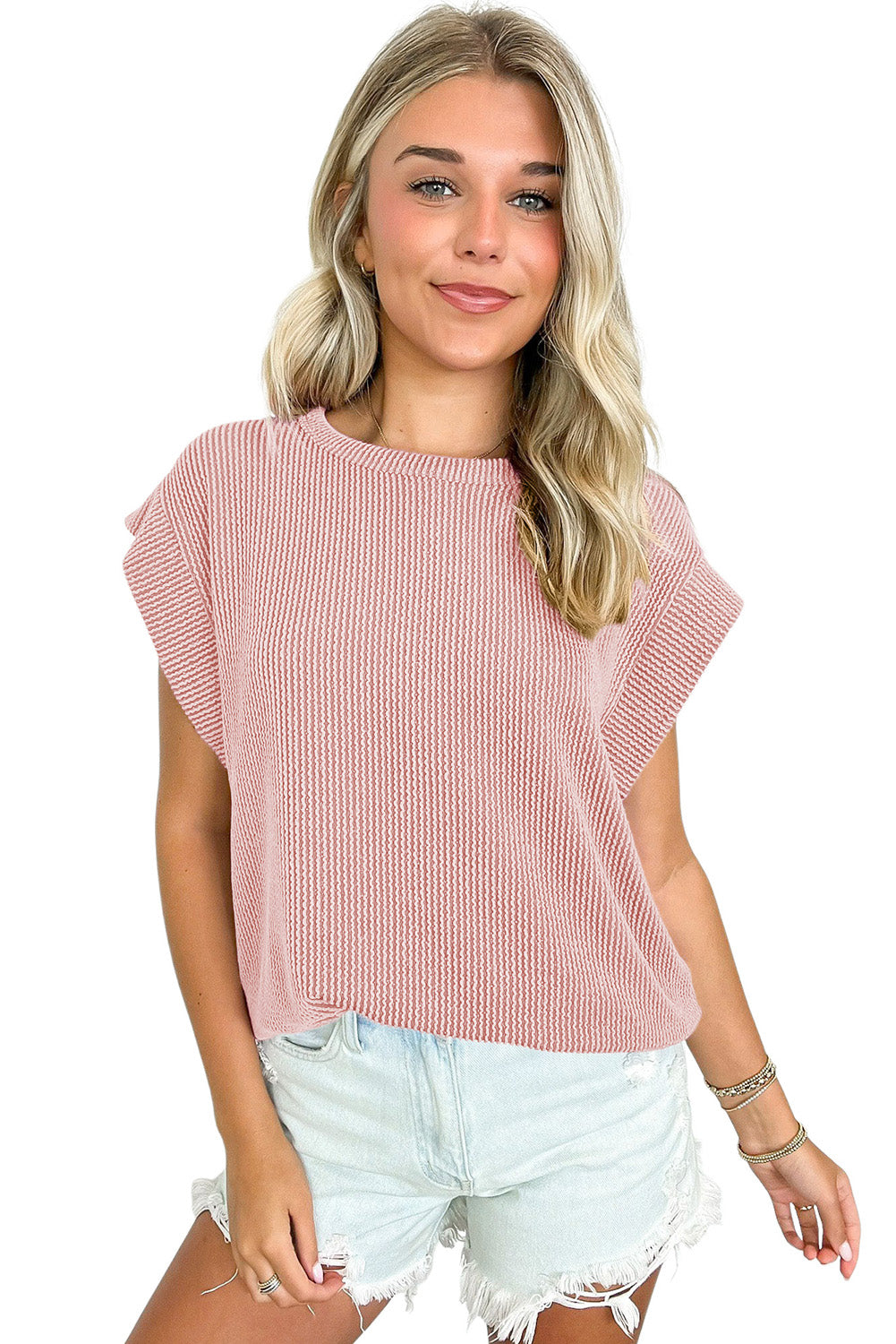 Canton Twisted Ribbed Textured Plain T Shirt