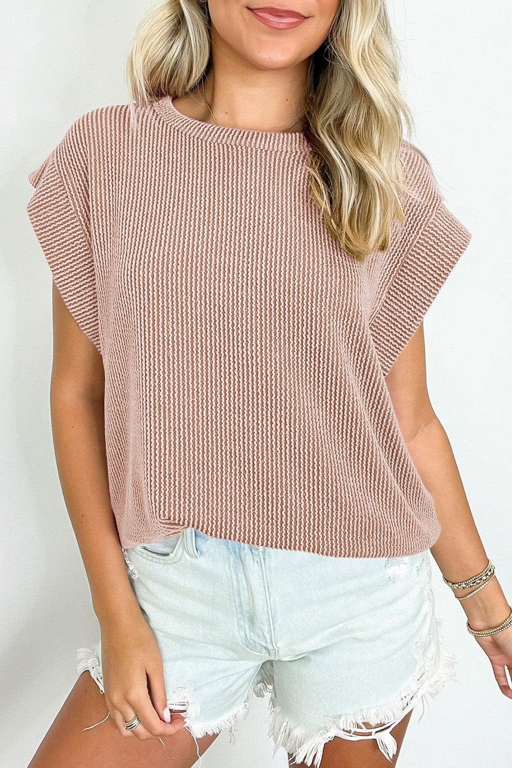 Canton Twisted Ribbed Textured Plain T Shirt